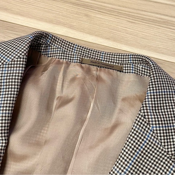 LIKE NEW Ermenegildo Zegna Men’s Houndstooth Wool Angora Blazer Suit Jacket - Picture 2 of 5